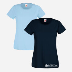 Акція на Футболки Fruit of the loom 061372AZYT Valueweight XS 2 шт. Темно-синя/Блакитна від Rozetka