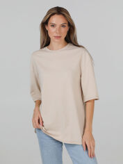Акція на Футболка бавовняна оверсайз довга жіноча Ray Oversize Unisex U0104W S/M Cream від Rozetka