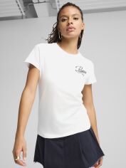 Акція на Футболка бавовняна жіноча Puma Ess Script Tee 68498202 XL White від Rozetka
