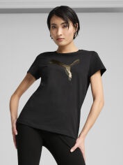 Акція на Футболка бавовняна жіноча Puma Ess Metallic Tee 68499551 M Black-Metallic Gold від Rozetka