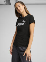 Акція на Футболка бавовняна жіноча Puma Ess Metallic No. 1 Logo Tee 63153601 L Black-Metallic Silver від Rozetka