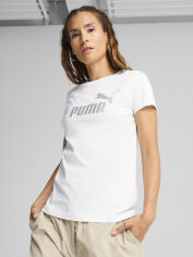 Акція на Футболка бавовняна жіноча Puma Ess Metallic No. 1 Logo Tee 63153602 S White-Metallic Silver від Rozetka