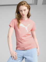 Акція на Футболка бавовняна жіноча Puma Ess Metallic Tee 68499518 L Pink Fruit-Metallic Silver від Rozetka