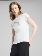 Акція на Футболка бавовняна жіноча Puma Ess Metallic Tee 68499502 S White-metallic silver від Rozetka