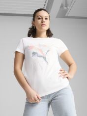 Акція на Футболка бавовняна жіноча Puma Graphics Branded Leaf Tee 68508202 XL White з принтом від Rozetka