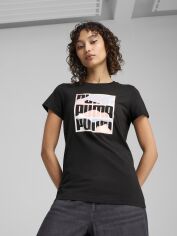 Акція на Футболка бавовняна жіноча Puma Graphics Mountain Tee 68508301 M Black з принтом від Rozetka