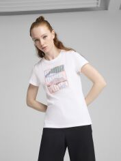 Акція на Футболка бавовняна жіноча Puma Graphics Mountain Tee 68508302 XL White з принтом від Rozetka