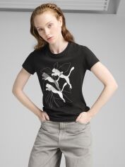 Акція на Футболка бавовняна жіноча Puma Graphics Branded Leaf Tee 68508201 S Black з принтом від Rozetka