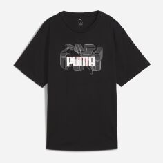 Акція на Футболка бавовняна жіноча Puma Graphics Stacked No. 1 Logo Relaxed Tee 68508401 M Black з принтом від Rozetka