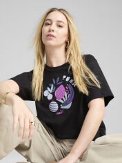 Акція на Футболка бавовняна оверсайз жіноча Puma Graphics Relaxed Fruity Tee 68508501 M Black з принтом від Rozetka