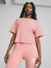 Акція на Футболка бавовняна жіноча Puma Class Relaxed Crop Tee 68503018 XS Pink Fruit від Rozetka