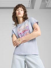 Акція на Футболка бавовняна жіноча Puma Graphics Mountain Tee 68508347 L Cool Weather з принтом від Rozetka
