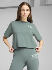 Акція на Футболка бавовняна жіноча Puma Class Relaxed Crop Tee 68503030 S Green Moon від Rozetka