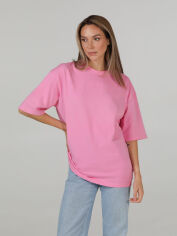 Акція на Футболка бавовняна оверсайз довга жіноча Ray Oversize U0104W S/M Рожева від Rozetka