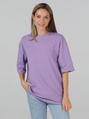 Акція на Футболка бавовняна оверсайз довга жіноча Ray Oversize U0104W L/XL Лілова від Rozetka