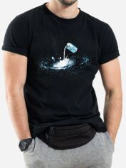 Акція на Футболка бавовняна довга чоловіча Trace of Space TOS10068 XL Чорна з принтом від Rozetka