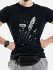 Акція на Футболка бавовняна довга чоловіча Trace of Space TOS10091 L Чорна з принтом від Rozetka
