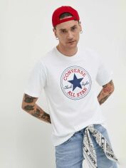 Акція на Футболка бавовняна довга чоловіча Converse Chuck Patch Tee Rubber Plant 10025459-102 S White від Rozetka