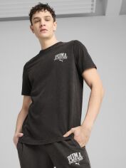 Акція на Футболка бавовняна довга чоловіча Puma Class Washed Tee 68464001 M Black з принтом від Rozetka