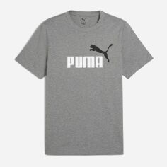 Акція на Футболка бавовняна довга чоловіча Puma Ess 2 Color No. 1 Logo Tee 68470803 XL Medium Gray Heather з принтом від Rozetka