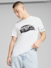 Акція на Футболка бавовняна довга чоловіча Puma BmMms Ess Graphic Tee 63063302 M White з принтом від Rozetka