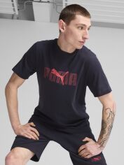 Акція на Футболка бавовняна довга чоловіча Puma Ess Logo Lab Tee 68466716 S New Navy від Rozetka