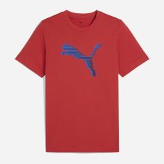 Акція на Футболка бавовняна довга чоловіча Puma Graphics Cat Logo Tee 68482315 L Red Fire від Rozetka