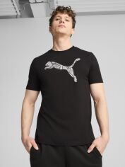 Акція на Футболка бавовняна довга чоловіча Puma Mass Merchants Logo Tee 68466001 XS Black з принтом від Rozetka