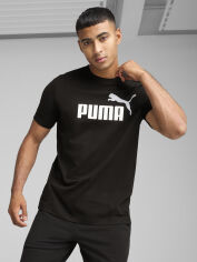 Акція на Футболка бавовняна довга чоловіча Puma Ess 2 Color No. 1 Logo Tee 68470801 S Black з принтом від Rozetka