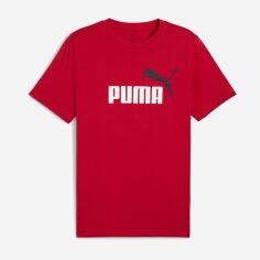 Акція на Футболка бавовняна довга чоловіча Puma Ess 2 Color No. 1 Logo Tee 68470811 2XL For All Time Red з принтом від Rozetka