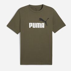 Акція на Футболка бавовняна довга чоловіча Puma Ess 2 Color No. 1 Logo Tee 68470881 S Loden Green з принтом від Rozetka