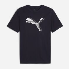 Акція на Футболка бавовняна довга чоловіча Puma Graphics Cat Logo Tee 68482316 S New Navy від Rozetka