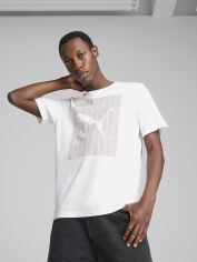 Акція на Футболка бавовняна довга чоловіча Puma Graphics Wording Tee 68482502 M White від Rozetka