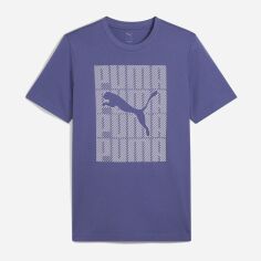 Акція на Футболка бавовняна чоловіча Puma Graphics Wording Tee 68482546 S Blue Crystal від Rozetka