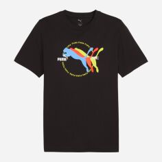 Акція на Футболка бавовняна довга чоловіча Puma Graphics Multiple Cat Logo Tee 68482601 S Black від Rozetka