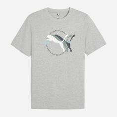 Акція на Футболка бавовняна довга чоловіча Puma Graphics Multiple Cat Logo Tee 68482604 S Light Gray Heather від Rozetka