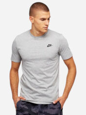 Акція на Футболка бавовняна довга чоловіча Nike M Nsw Club Tee AR4997-064 XL Сіра від Rozetka