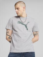 Акція на Футболка бавовняна довга чоловіча Puma Graphics Cat Logo Tee 68482304 S Light Gray Heather від Rozetka