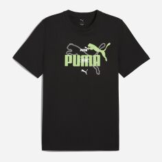 Акція на Футболка бавовняна довга чоловіча Puma Ess Logo Lab Summer Tee 68467101 2XL Black з принтом від Rozetka