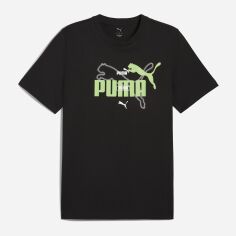 Акція на Футболка бавовняна довга чоловіча Puma Ess Logo Lab Summer Tee 68467101 XL Black з принтом від Rozetka