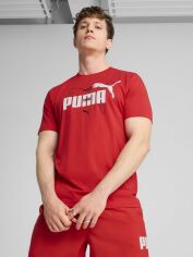 Акція на Футболка бавовняна довга чоловіча Puma Ess Logo Lab Summer Tee 68467111 2XL For All Time Red з принтом від Rozetka