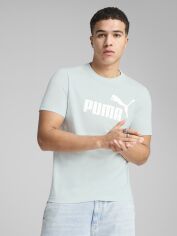 Акція на Футболка бавовняна довга чоловіча Puma Ess No. 1 Logo Tee (S) 68253350 S Peaceful Blue з принтом від Rozetka