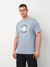 Акція на Футболка бавовняна довга чоловіча Converse Chuck Patch Tee Rubber Plant 10025459-478 S Wet Stone з принтом від Rozetka