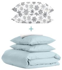 Акція на Комплект Cosas Євро Ranfors Light Blue + подарунок наволочки 2 шт Snowflakes Grey від Rozetka