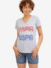 Акція на Футболка бавовняна жіноча U.S. Polo Assn 215616-1D00A S Світло-сіра від Rozetka