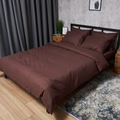 Акція на Комплект постільної білизни Moon&Star King Size 220x240 наволочки 4х70х70 Satin Stripe Warm Espresso (MS-820008719) від Rozetka