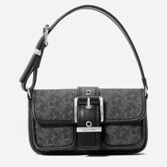 Акція на Сумка багет сідло жіноча Michael Kors 374457726 Чорна від Rozetka