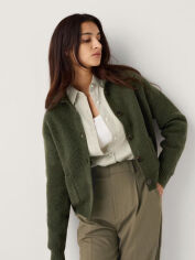 Акція на Кардиган з домішкою вовни жіночий в'язаний Uniqlo 88429719 XL Зелений від Rozetka