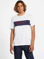 Акція на Футболка бавовняна довга чоловіча Guess 659319849 XL Біла від Rozetka