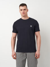 Акція на Футболка бавовняна довга чоловіча Emporio Armani 11415.2 2XL Темно-синя від Rozetka